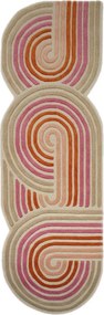 Розова ръчно изработена вълнена пътека 80x300 cm Spiral Shaped – Flair Rugs