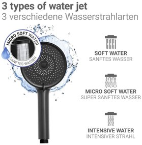 Матово черно пластмасова душ глава ø 12 cm Softwater – Wenko