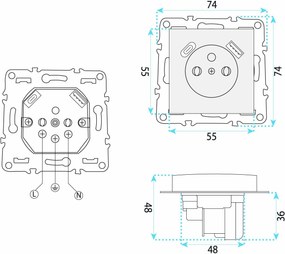 Единичен контакт със заземяване + USB-A USB-C OSTE JNH004-G Grey