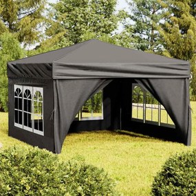 93523 vidaXL Сгъваема парти палатка със странични стени, антрацит, 3x3 м