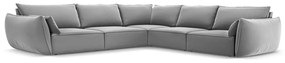 Светлосив кадифен ъглов диван Vanda – Mazzini Sofas