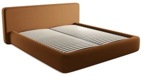 Двойно легло теракотено тапицирано с място за съхранение и включена подматрачна рамка 180x200 cm Kiana – Makamii