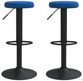 333147 vidaXL Бар табуретки, 2 бр, сини, кадифе