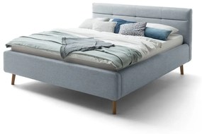 Сиво и синьо тапицирано двойно легло с място за съхранение и с решетка 180x200 cm Lotte - Meise Möbel