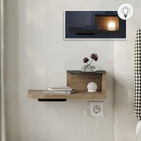 Нощно шкафче Luno с LED светлина в цвят сапфирен дъб 40x30x16.2см.