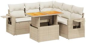 3271751 vidaXL Градински диван с възглавници, 6 части, бежов полиратан