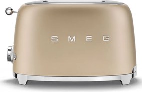 Тостер за хляб SMEG 50's Style TSF01CHMEU, 950W, 2 филии, 6 нива, Тавичка за трохи, Вграден кабел, Неръждаема стомана, Шампанско