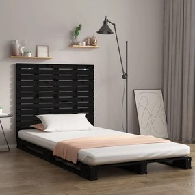 824677 vidaXL Стенна табла за спалня, черна, 96x3x91,5 см, борово дърво масив