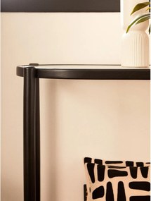 Черна/в естествен цвят конзолна маса със стъклен плот 49x100 cm Cebu – Premier Housewares
