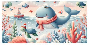 Картина на платно – Кит и костенурка в океана