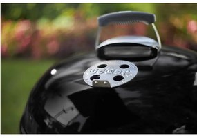 Барбекю на дървени въглища Weber Classic Kettle 1241304, 47 см, Емайлирана стомана, Регулатор за въздух, 2 колела, Термометър, Черен