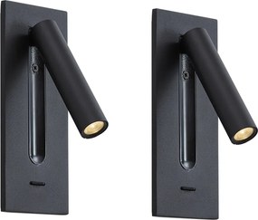 Комплект от 2 модерни стенни лампи черни с LED - Plaza