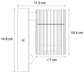 Дизайнерска външна стенна лампа черна с датчик за движение IP44 - Борис