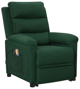 3098275 vidaXL Изправящ масажен стол, тъмнозелен, текстил