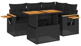3327590 vidaXL Градински комплект с възглавници, 5 части, черен полиратан