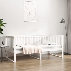 820882 vidaXL Дневно легло без матрак, бял, 90x190 см, борово дърво масив