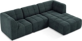 Син кадифен ъглов диван (десен ъгъл) Aloha – Makamii