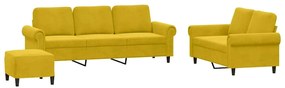 3202266 vidaXL Комплект дивани от 3 части с възглавници, жълт, кадифе