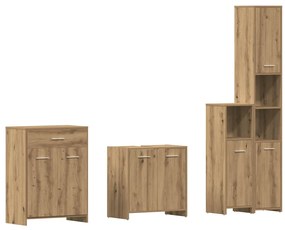3328942 vidaXL Комплект мебели за баня от 4 части Дъб артизан инженерно дърво