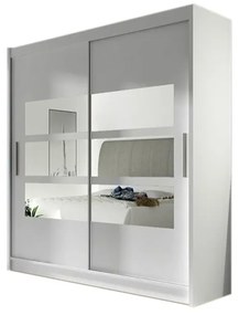 Плъзгащ се гардероб CARLA III с огледало, 180x215x57, бяло мат