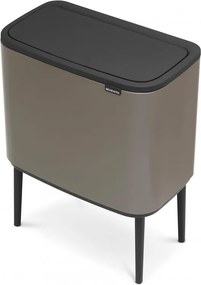 Кош за боклук Brabantia Bo Touch 651113, 11+23 л, Плавно и безшумно отваряне, Голям отвор, Сив