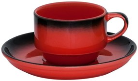 Gural Porselen - Marmaris Black/Red Чашка с чинийка 230ml. (NBNEO02CT631KMZS)