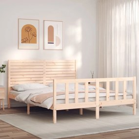 3193211 vidaXL Рамка за легло с табла 5FT King Size масивно дърво