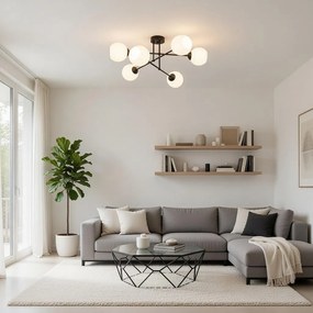 Плафон КОМПАС G, черен/бял, 6xE27