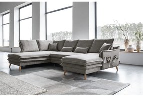 Сив разтегателен ъглов диван (ляв ъгъл/"U" форма) Charming Charlie – Miuform