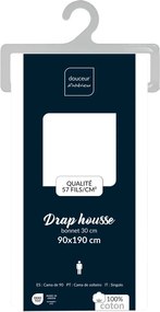 Бял еластичен памучен чаршаф 90x190 cm Lina – douceur d'intérieur