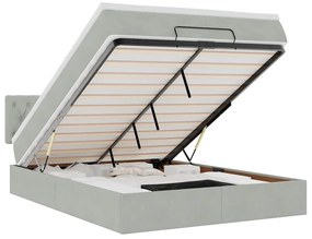 3312692 vidaXL Османска легло с матрак и LED, светлосиво, 140x190 см, кадифе