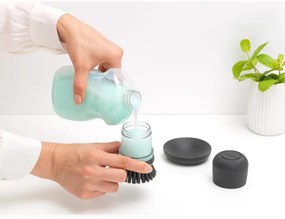 Дозатор за течен сапун с четка за миене на съдове Brabantia Sinkside 1003317, 100 мл, Полиестерни четчици, Поставка, Тъмносив