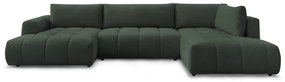 Зелен сгъваем/с място за съхранение ъглов диван (десен ъгъл/U форма) Fuji – Bobochic Paris