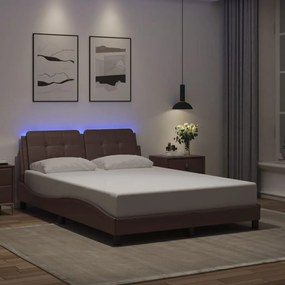 3214098 vidaXL Рамка за легло с LED без матрак Zadar, кафява, 120x200 см