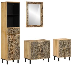 3206315 vidaXL Комплект мебели за баня, 4 части, масивна мангова дървесина
