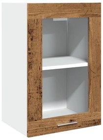 856098 vidaXL Висящ стъклен шкаф Lyon старо дърво 40x31x60 см инженерно дърво