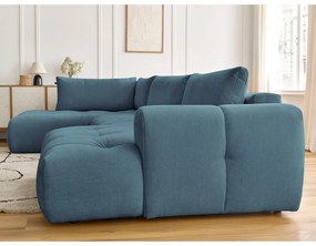 Син сгъваем/с място за съхранение ъглов диван (ляв ъгъл/U форма) Fuji – Bobochic Paris