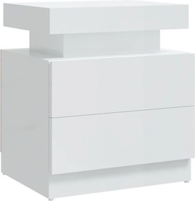 326855 vidaXL Нощно шкафче, бял гланц, 45x35x52 см, инженерно дърво