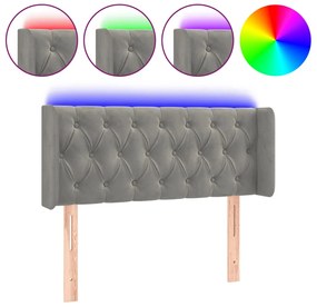 3123614 vidaXL LED горна табла за легло, светлосива, 103x16x78/88 см, кадифе
