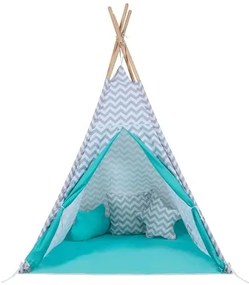 Детска палатка Baby Adventure Teepee Grey Wave Mint