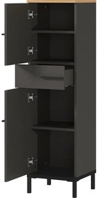 Тъмно сив шкаф за баня в дъбов декор 34x123 cm Yonkers - Germania