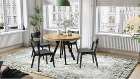 ЕКСПАНСО Дъб Крафт Злато/черни крака - ГОЛЯМА КРЪГЛА МАСА Ø110 РАЗТЕГАТЕЛНА ДО 310 cm С КРАКА Y ЛОФТ/ИНДУСТРИАЛНА