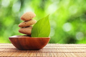 Фототапет – Зен камъни и лист в купа