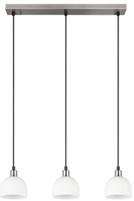 Бяло-сребристо висящо осветително тяло със стъклен абажур Molly – Trio