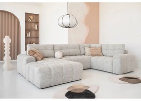 Бежов разтегателен модулен ъглов диван с място за съхранение (десен ъгъл) Lulu – Miuform