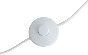 Дървена подова лампа тип триножник с бял и бежов раиран абажур 50 см - Lou