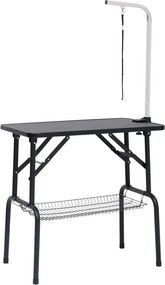 171067 vidaXL Регулируема маса за груминг на кучета с 1 каишка и кошница