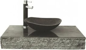 Мивка с плот за баня ICL 4022, стенен монтаж, мрамор, син, 90x50x10см - 40х40х12см