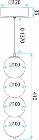 LED висящ полилей LHJ118-4CP четкано злато