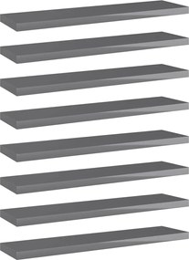 805137 vidaXL Рафтове за етажерка, 8 бр, сив гланц, 40x10x1,5 см, ПДЧ